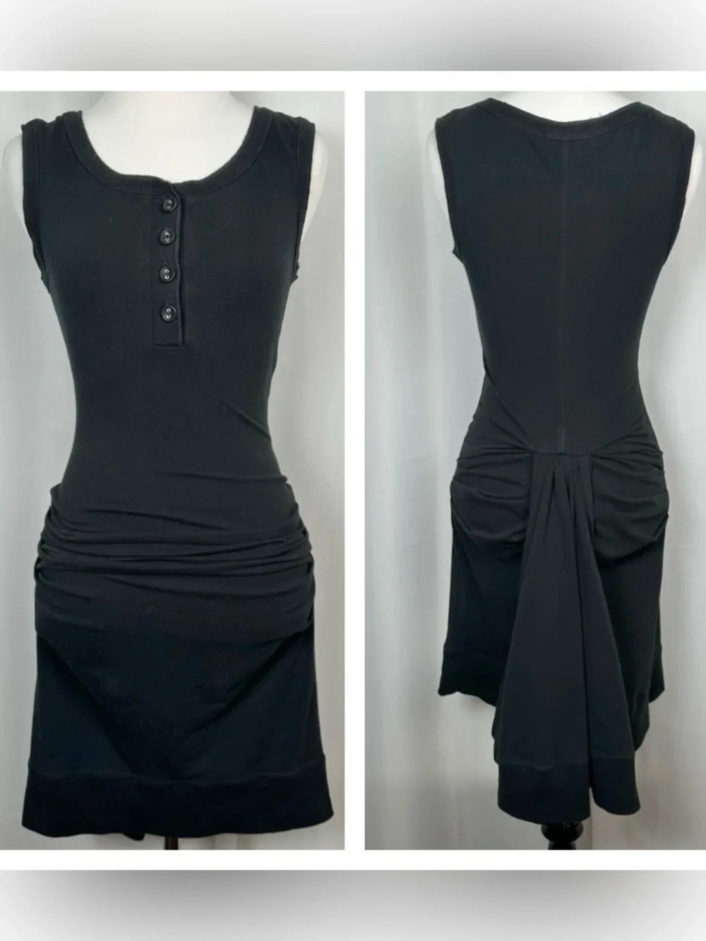 Betsey Johnson Vintage Bustle Back Dress Black Size P Victorian Steampunk Gothic